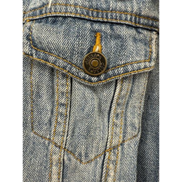 dELiA's Y2K Boho Southwestern Retro Denim Cropped Jean Jacket Large Festival - Picture 6 of 13